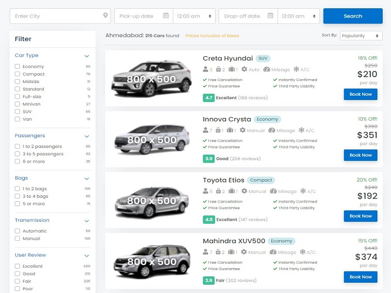 Car Booking UI