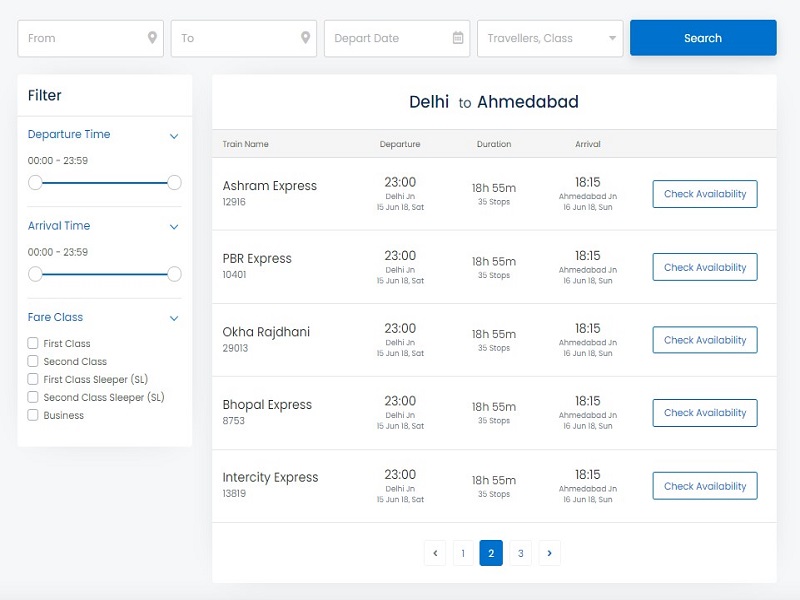Train Booking UI